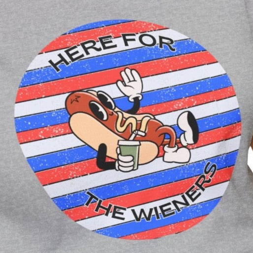 Here for the Wieners - Funny T-Shirt for Holidays