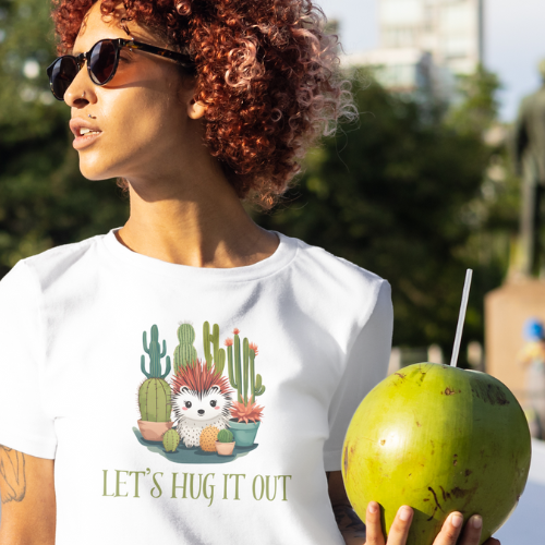 Let's Hug It Out - Cactus and Hedgehog Novelty Shirt