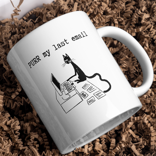 Purr my Last Email Funny Cat Mugs